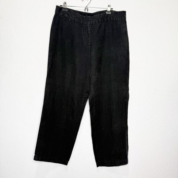 Eileen Fisher 100% Irish Linen Wide Leg Cropped Pants Sustainable Lagenlook - Picture 1 of 10